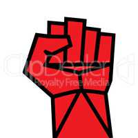 Fist red clenched hand vector. Victory, revolt concept. Revolution, solidarity, punch, strong, strike, change illustration. Easy to change color.