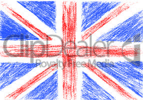 Flag of UK, pencil drawing vector illustration
