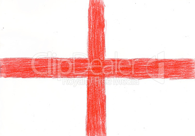 England flag, pencil drawing illustration kid style photo image