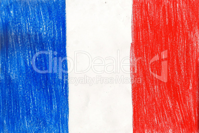 France flag, pencil drawing illustration kid style photo image