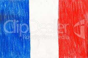France flag, pencil drawing illustration kid style photo image