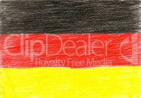 Germany flag, pencil drawing illustration kid style photo image