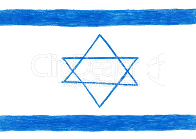 Israel flag, pencil drawing illustration kid style photo image the  Star of David
