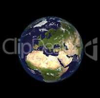 The Earth from space showing Europe and Africa. Extremely detailed image, including elements furnished by NASA. Other orientations available.