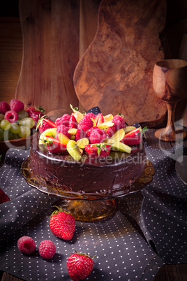 chocolate cheesecake with fruit