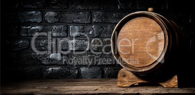 Wooden cask and bricks