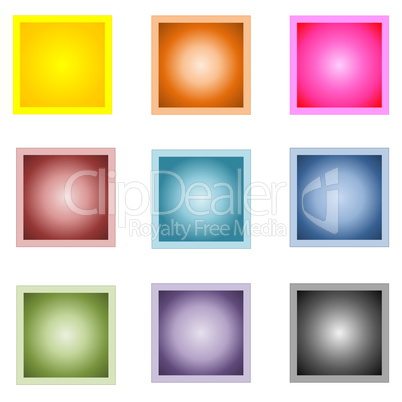 Set of colorful square buttons
