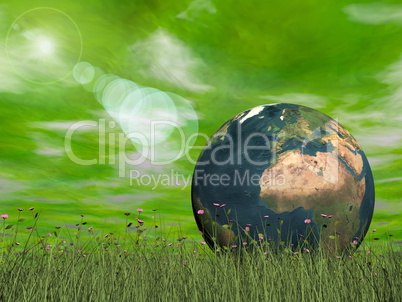 Green ecological earth concept - 3D render