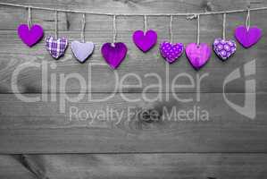 Loving Greeting Card With Purple Hearts, Copy Space