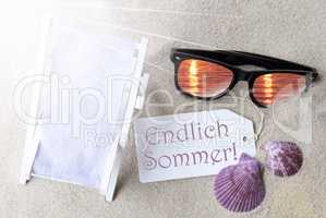 Sunny Flat Lay Label Endlich Sommer Means Hello Summer