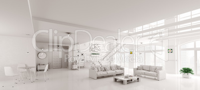 White lof interior 3d rendering