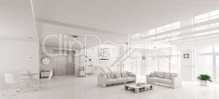 White lof interior 3d rendering