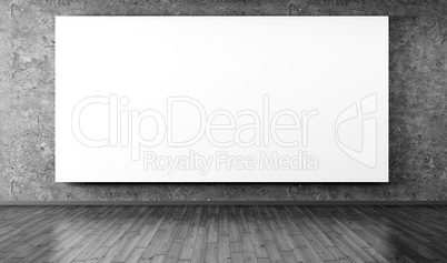Poster over concrete wall 3d rendering