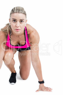 Female athlete on the start line