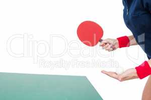 Female athlete playing ping pong