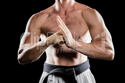 Fighter performing hand salute