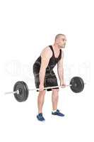 Bodybuilder lifting heavy barbell weights