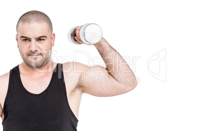 Bodybuilder lifting dumbbell