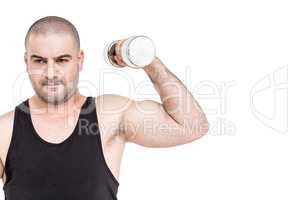 Bodybuilder lifting dumbbell