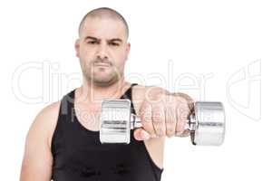 Bodybuilder lifting dumbbell