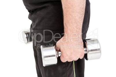 Bodybuilder lifting dumbbells