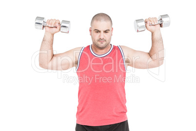 Bodybuilder lifting dumbbells