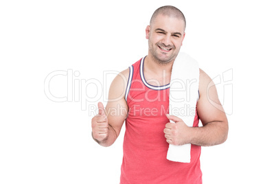 Athlete with towel around neck