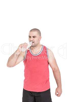 Athlete with drinking water