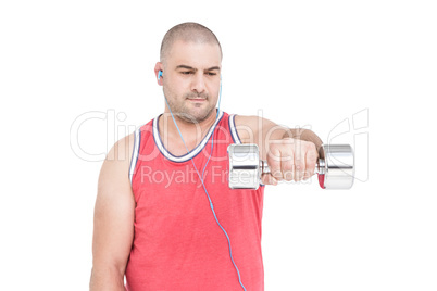 Athlete working out with dumbbells