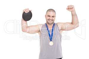 Portrait of athlete winning gold medal