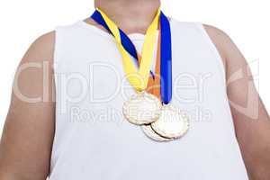 Close-up of athlete with olympic medal