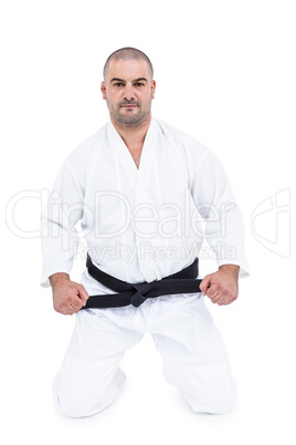 Fighter performing karate stance