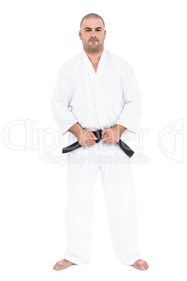 Fighter performing karate stance