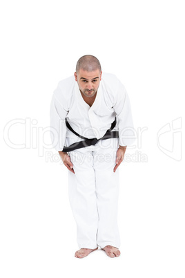 Fighter performing karate stance