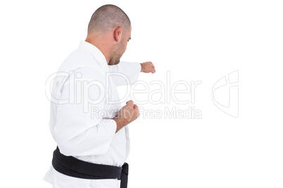 Fighter performing karate stance