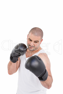 Confident boxer performing boxing stance