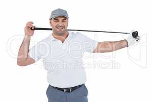Portrait of golf player holding a golf club