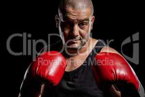 Boxer performing boxing stance