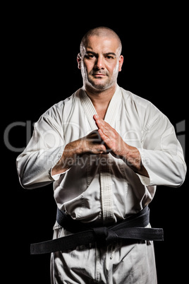 Fighter performing hand salute