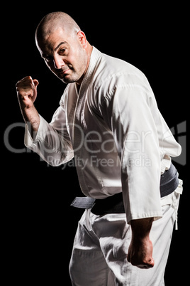 Fighter performing karate stance