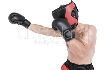 Side view of boxer hitting straight