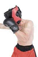 Side view of boxer hitting straight