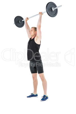 Bodybuilder lifting heavy barbell weights