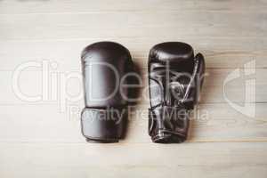 Close up of black boxing gloves