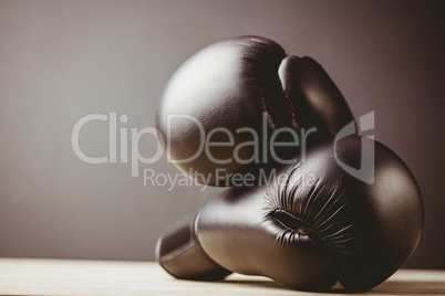 Close up of black boxing gloves