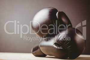 Close up of black boxing gloves