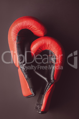 Close up of red boxing gloves