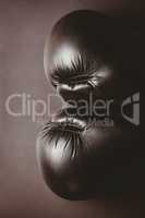 Close up of black boxing gloves