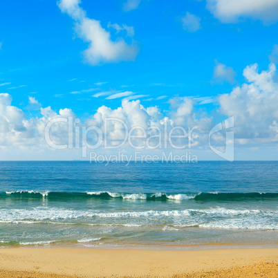 Ocean waves and blue sky