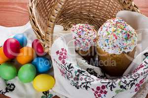 Easter cakes and colored eggs